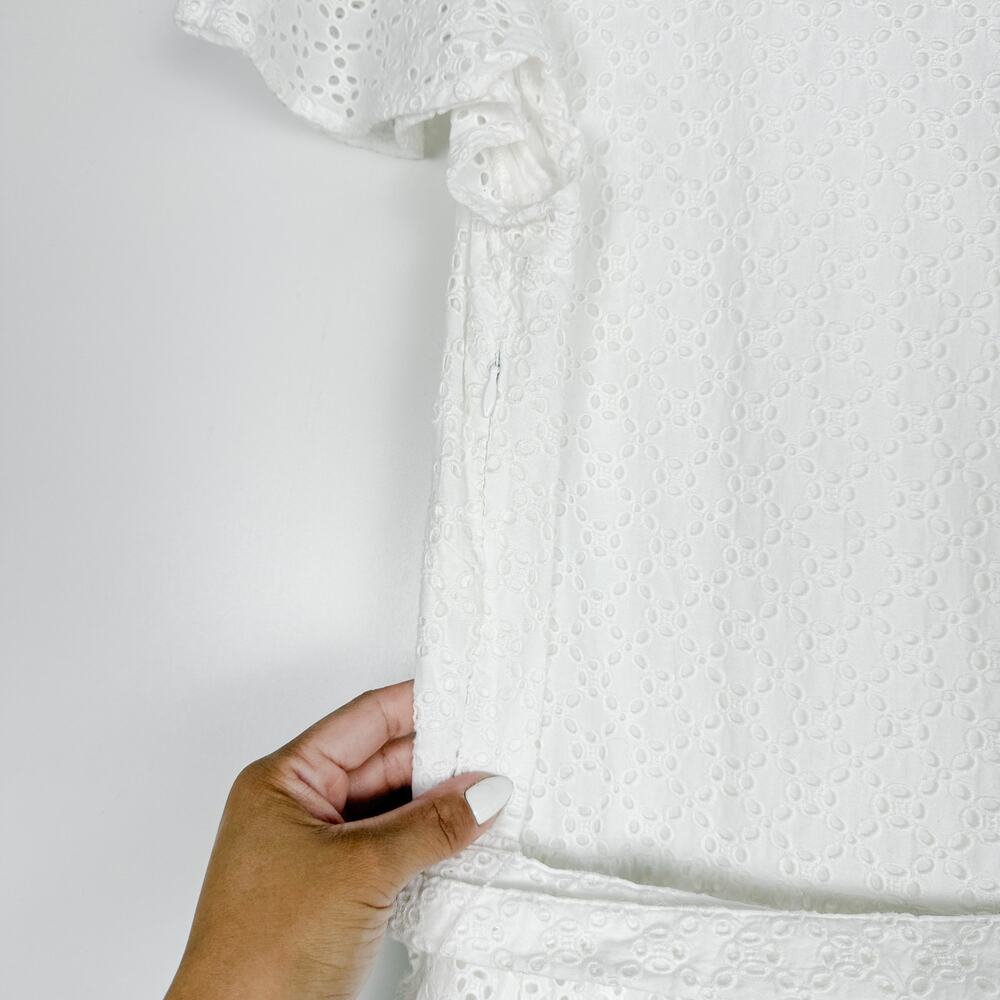 Lauren Ralph Lauren Eyelet Belted Tiered Midi Dress A-Line White - 8 - Picture 8 of 10